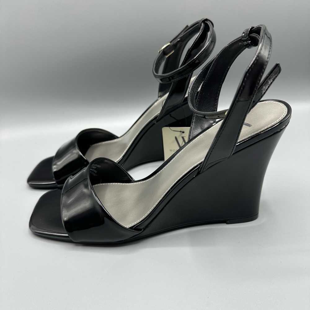 Worthington Black Toe Heels Ankle Strap Womenβs Size 9